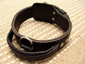 leather agitation dog collar with handle